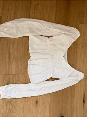 Hollister White Smocked Peplum Long-Sleeve Top for Kids